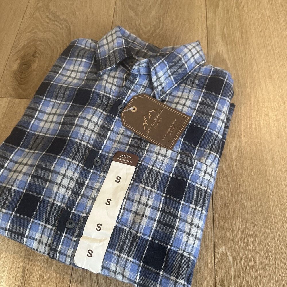 Mountain Ridge Men's Soft Long Sleeve Flannel Shirt‎ Outdoor Size Small NEW